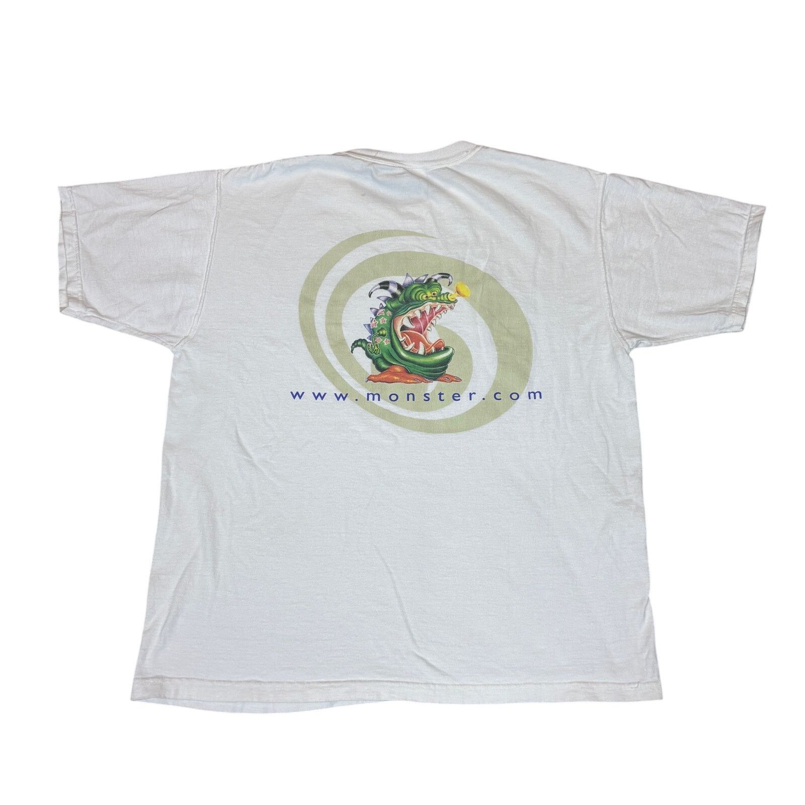Fruit Of The Loom × Vintage Vintage Y2K Monster.Com Job Board Short Sleeve Shirt Large Size US L / EU 52-54 / 3 - 1 Thumbnail