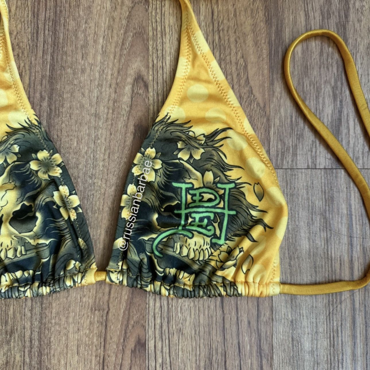 Ed Hardy ED HARDY Vintage Y2K Yellow Orange Floral Skulls Bikini Set Size L / US 10 / IT 46 - 4 Thumbnail