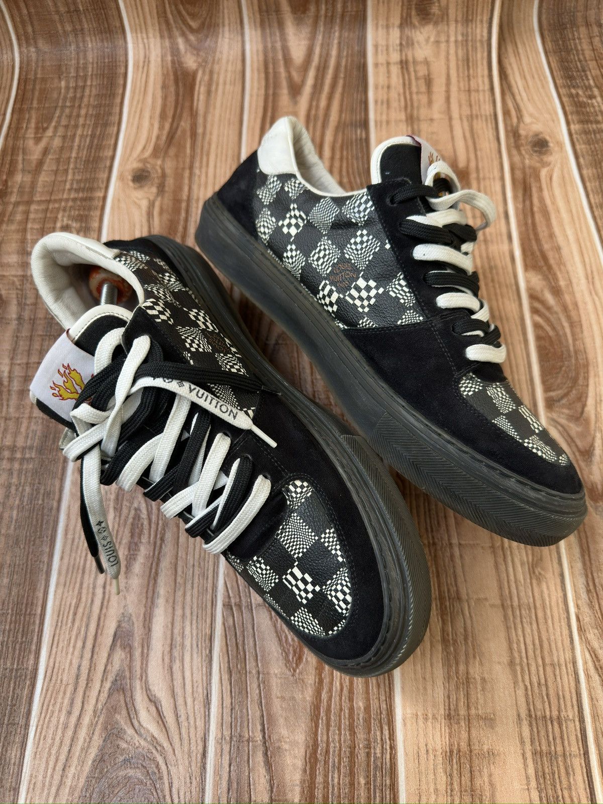 Louis Vuitton LV Ollie Black Plaid Monogram Sneakers Size US 10 / EU 43 - 9 Thumbnail