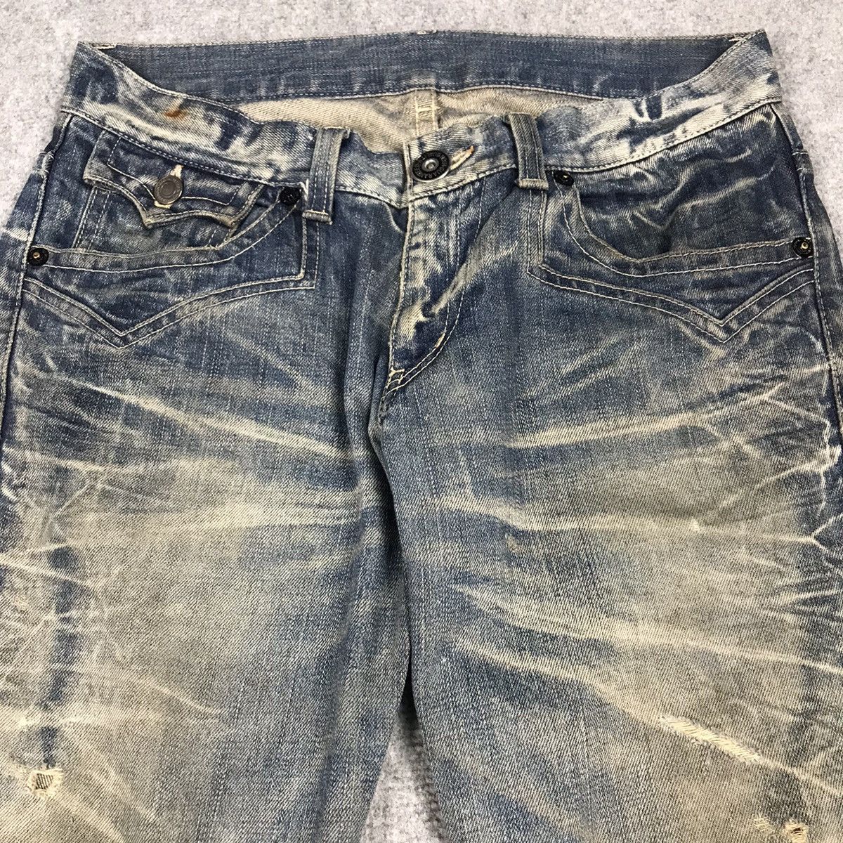 If Six Was Nine × Le Grande Bleu (L.G.B.) FALRE DENIM RATTLE TRAP BOOTCUT DISTRESSED DENIM PANTS Size US 30 / EU 46 - 9 Thumbnail