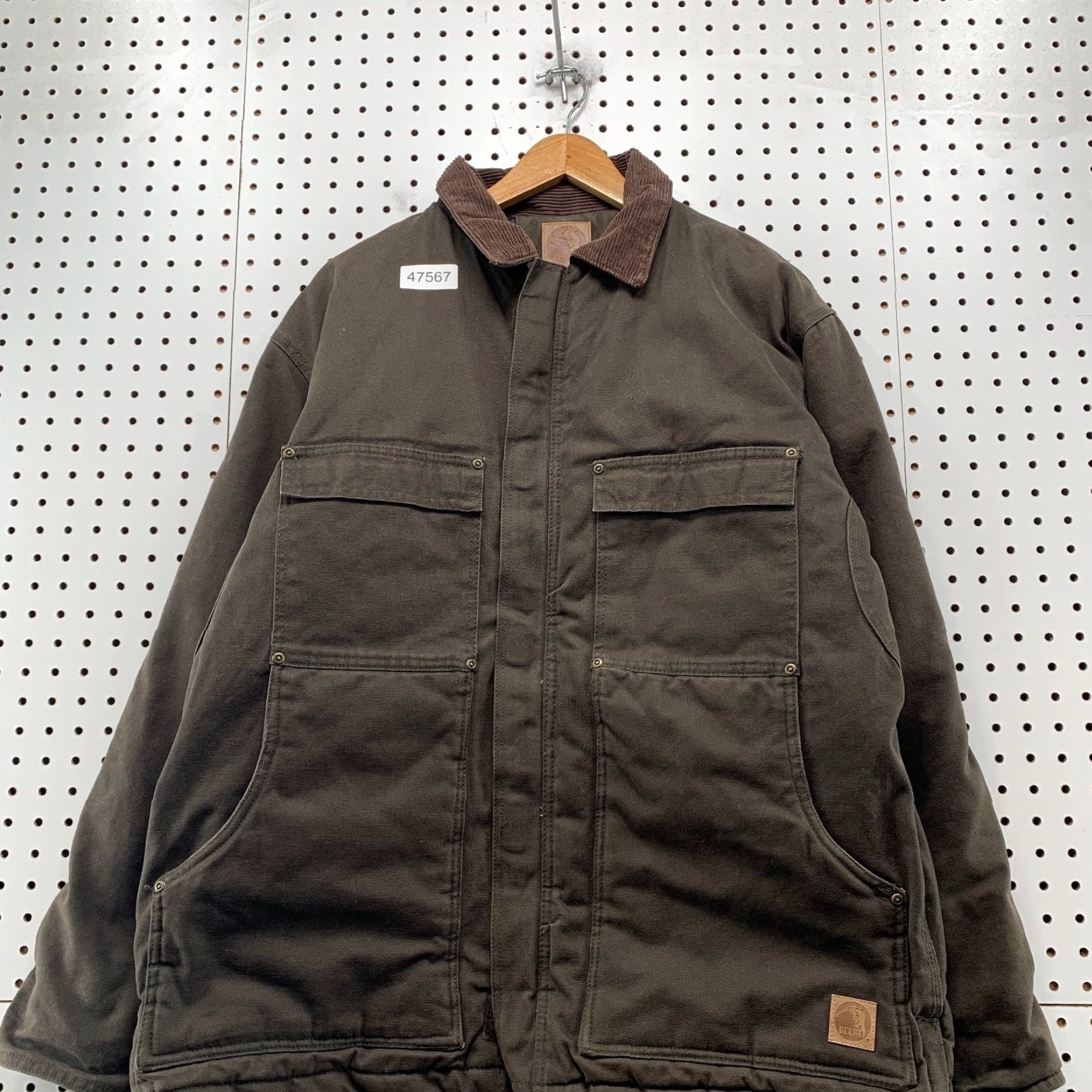 Vintage Berne Jacket Mens Large Brown Workwear Insulated Heavyweight Canvas Chore Coat Size US L / EU 52-54 / 3 - 5 Thumbnail