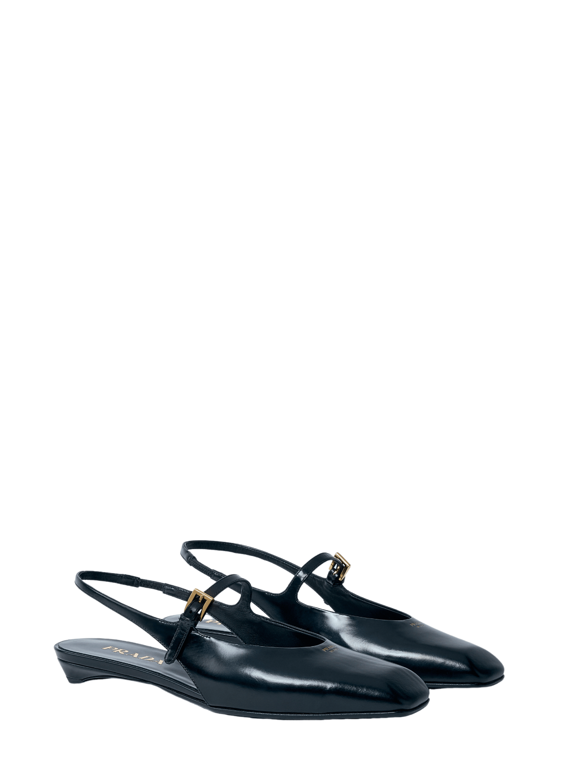 Prada PRADA New Black Brushed Leather Slingback Ballerinas Size US 8 / IT 38 - 2 Thumbnail