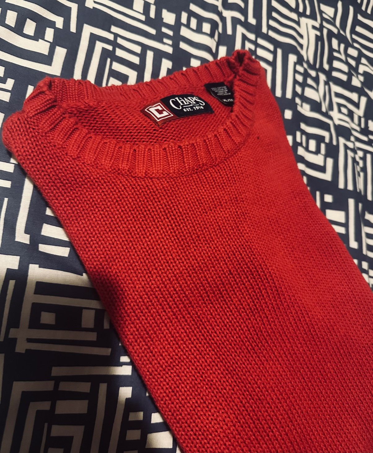 Chaps Ralph Lauren × Vintage VINTAGE Ralph Lauren Chaps Knit jumper Burgundy Cotton Size US XL / EU 56 / 4 - 4 Thumbnail