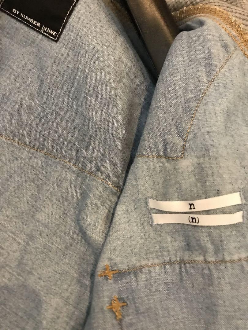 Number (N)ine Hooded Denim Button Up Shirt Size US L / EU 52-54 / 3 - 10 Thumbnail