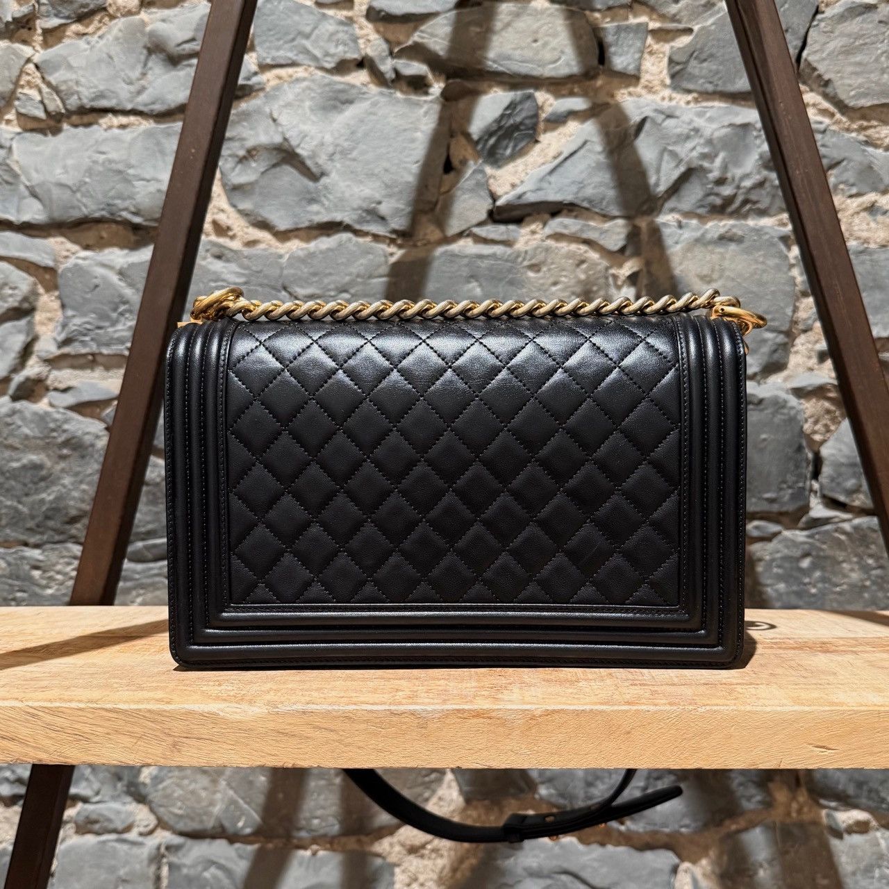 Chanel Chanel Black Lambskin GHW Large Boy Bag Size ONE SIZE - 5 Thumbnail