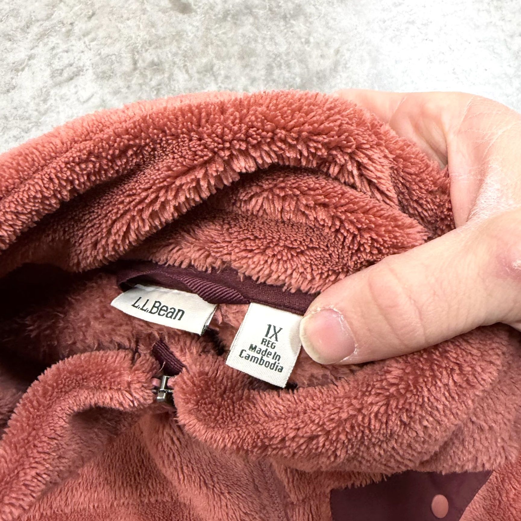 Vintage L.L. Bean Fleece Jacket Womens 1X Pink Full Zip Soft Plush Collared Pockets Size XL / US 12-14 / IT 48-50 - 5 Thumbnail
