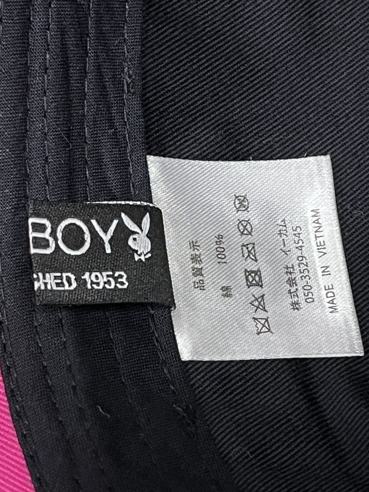 🐇Vintage PLAYBOY Embroidery Spellout Black Pink Trucker Hat