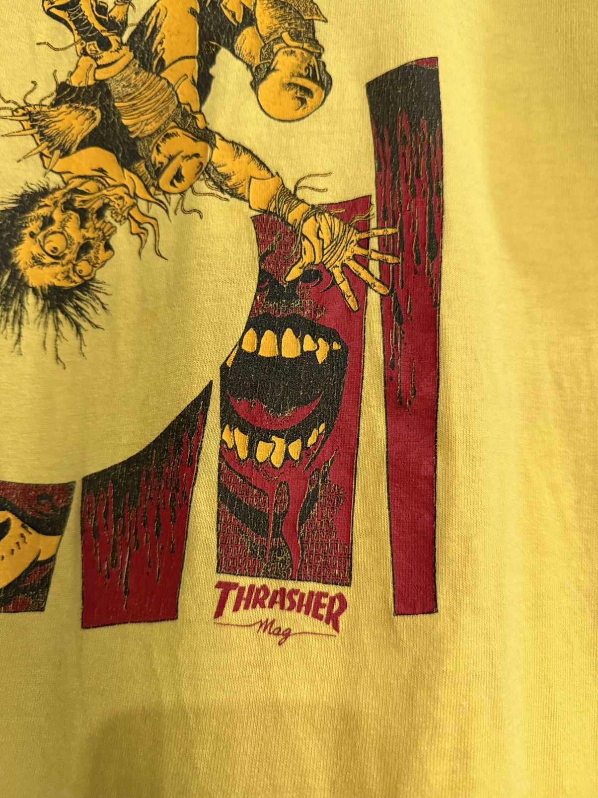Hook-Ups Vintage 90s Thrasher Mag Pushead Skateboard Faded Tee Size US M / EU 48-50 / 2 - 3 Thumbnail