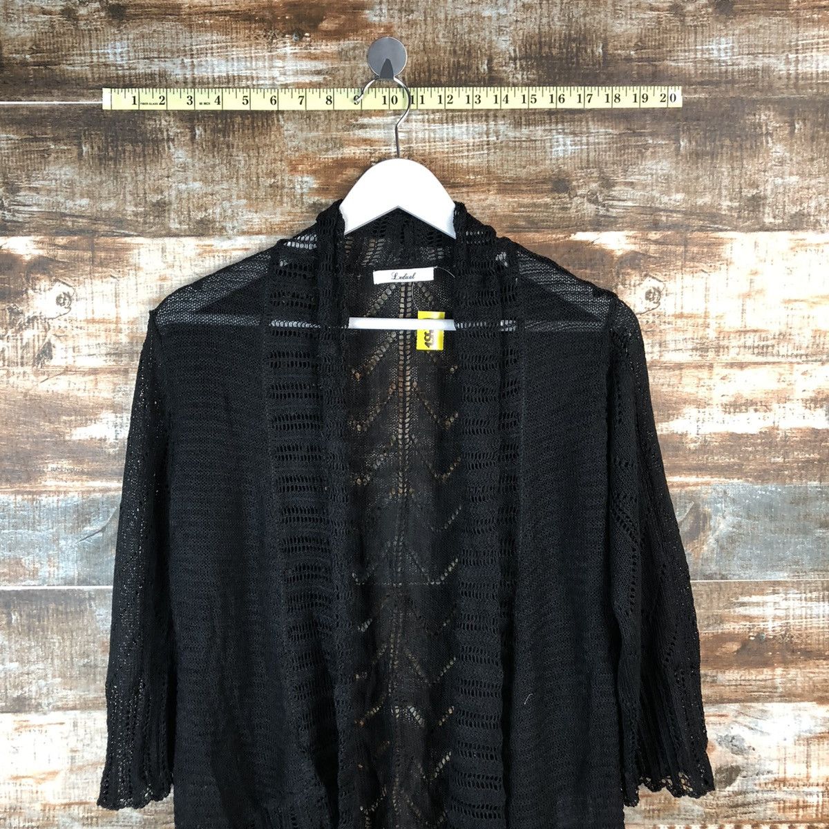 Homespun Knitwear × Japanese Brand Ledual Black crochet meshnet Cardigan Knitwear #A1352 Size M / US 6-8 / IT 42-44 - 2 Thumbnail