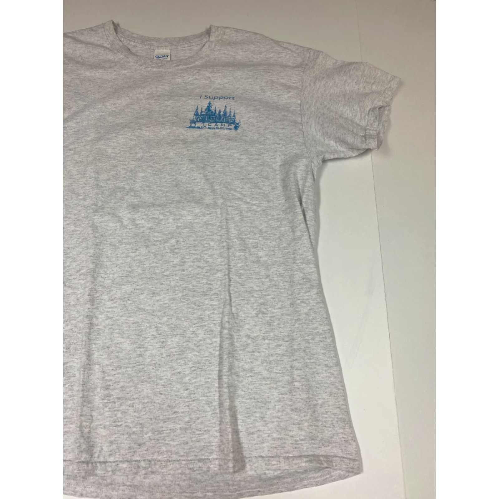 Gildan Gildan Camp Wildlife Mens Shirt L Gray Crew Neck Short Sleeve Cotton Rhinestone T-Shirt Regular breathable American Vintage: No Size US L / EU 52-54 / 3 - 2 Thumbnail