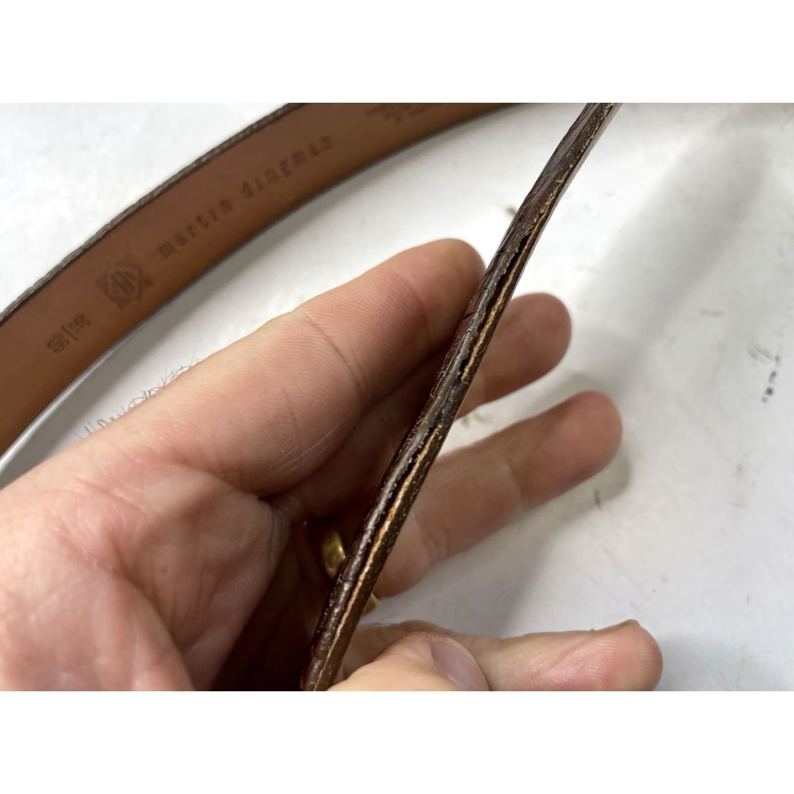 Vintage Martin Dingman Belt Mens 36 Brown Treccia Calfskin Woven Leather Made USA Belt Buckle US HandMade Vintage No Regular Mens 36 Brown Leather USA Belt Size 36 - 4 Thumbnail