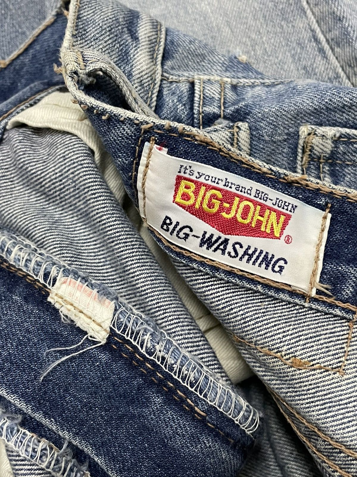 Big John VINTAGE 80S BIG JOHN DESIGNER FLARED CUT DISTRESSED DENIM Size US 28 / EU 44 - 15 Thumbnail