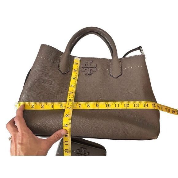 Tory Burch Tory Burch Mcgraw Triple Compartment Satchel Silver Maple Wo Size ONE SIZE - 7 Thumbnail