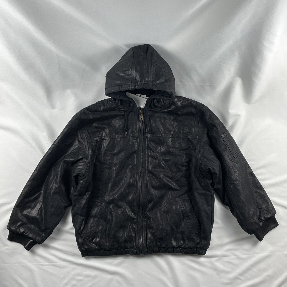 image of Maison Margiela Mm6 Foiled Hooded Jacket in Black, Men's (Size XL)