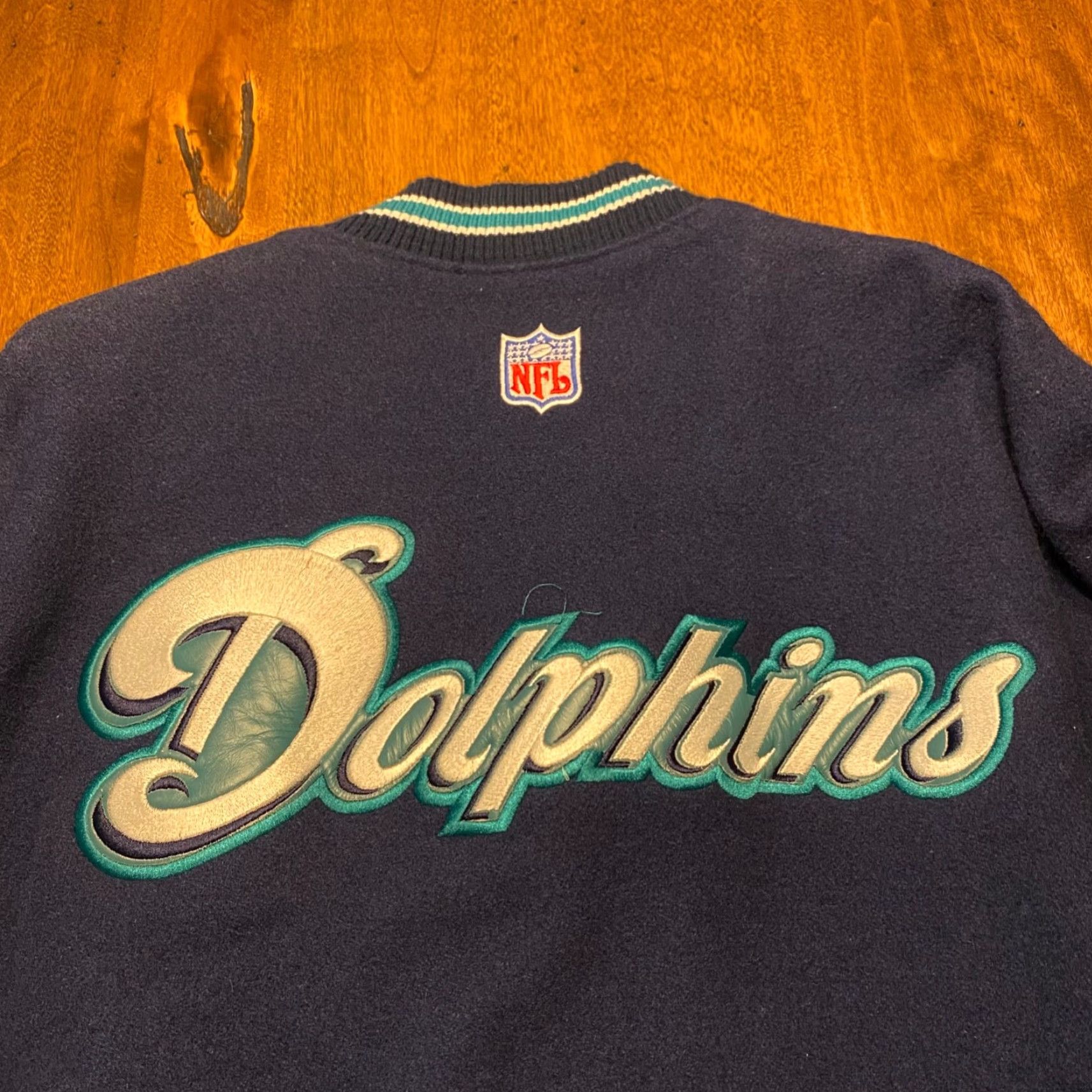 Nike NIKE Jacket Mens XL MIAMI DOLPHINS Letterman Varsity Wool Leather Vintage Y2K Size US XL / EU 56 / 4 - 3 Thumbnail