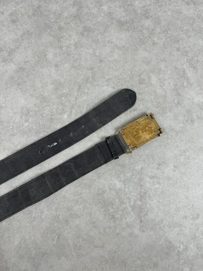 Just Cavalli Cavalli Black Leather Golden Buckle Dirt Effect Belt Size ONE SIZE - 4 Thumbnail