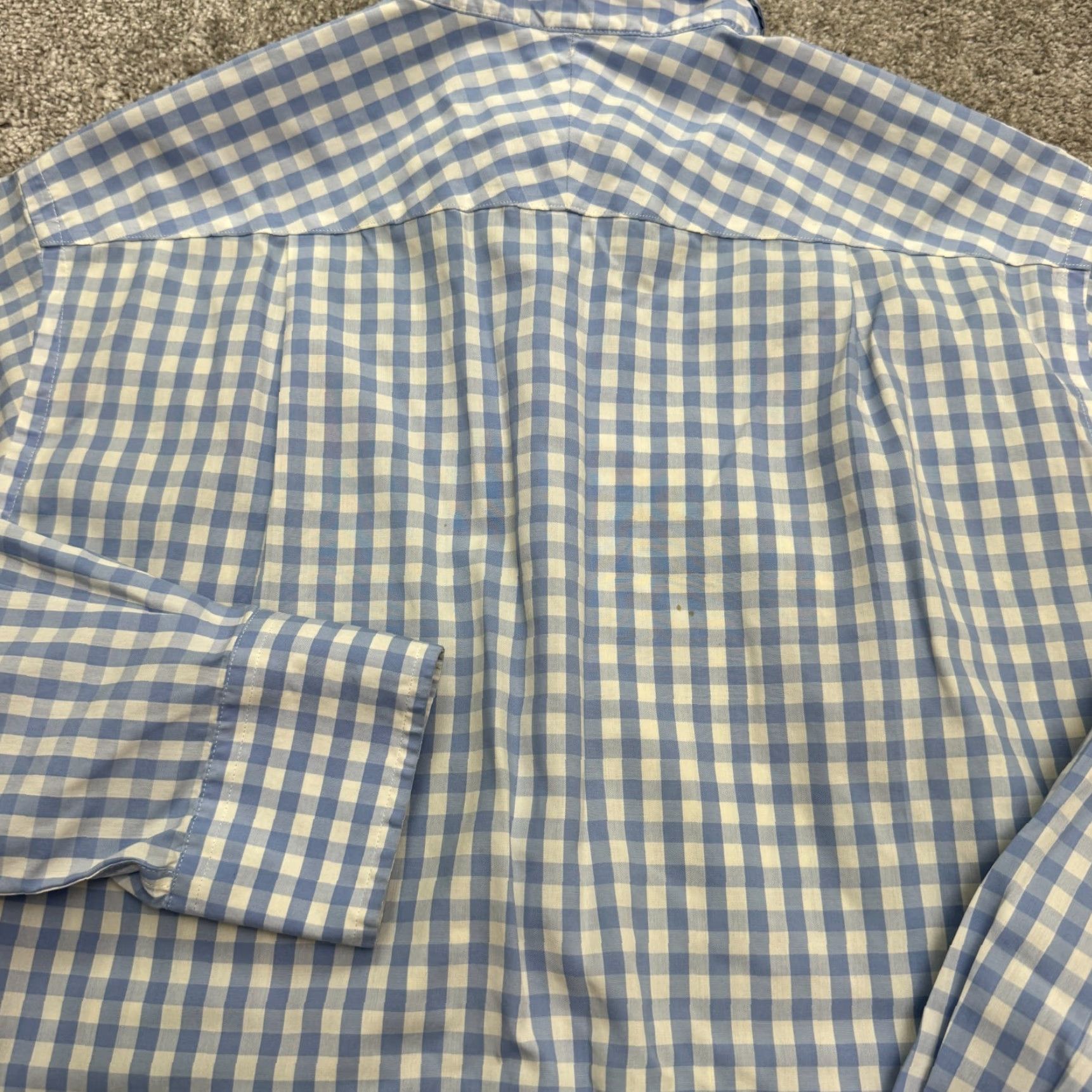 Charles Tyrwhitt Charles Tyrwhitt Dress Shirt Men Adult Medium Blue Check Cotton Button-Down Regular Slim Mens Size 40R - 4 Thumbnail