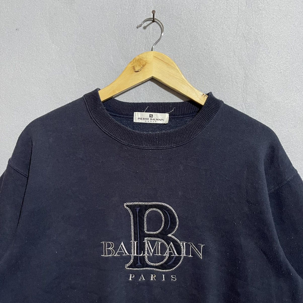 Pierre Balmain Vintage 90s Pierre Balmain Paris Logo Sweatshirt Navy Size US L / EU 52-54 / 3 - 2 Thumbnail