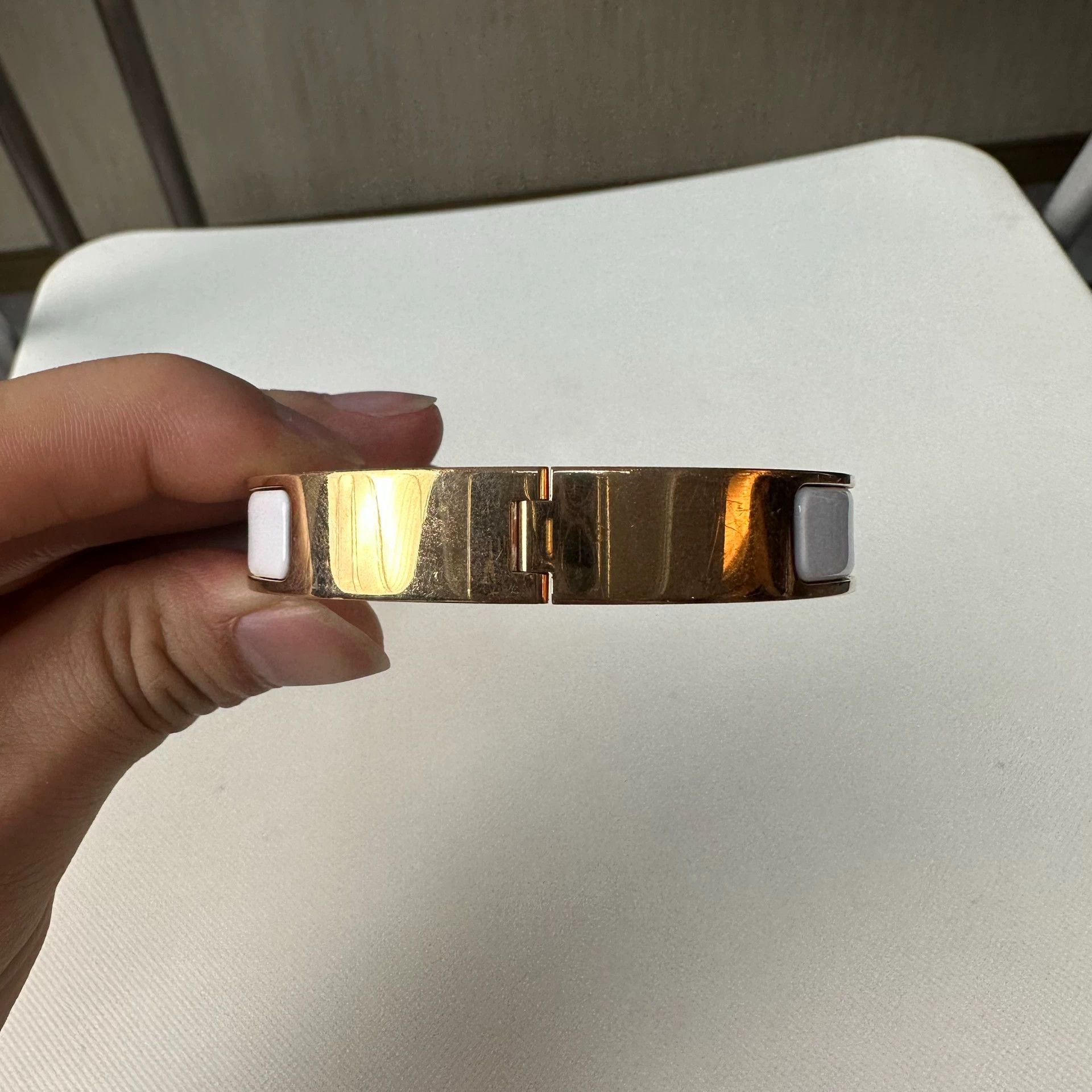 Hermes HERMES Clic H Bangle Rose Gold Gold-Plated Large Size ONE SIZE - 5 Thumbnail