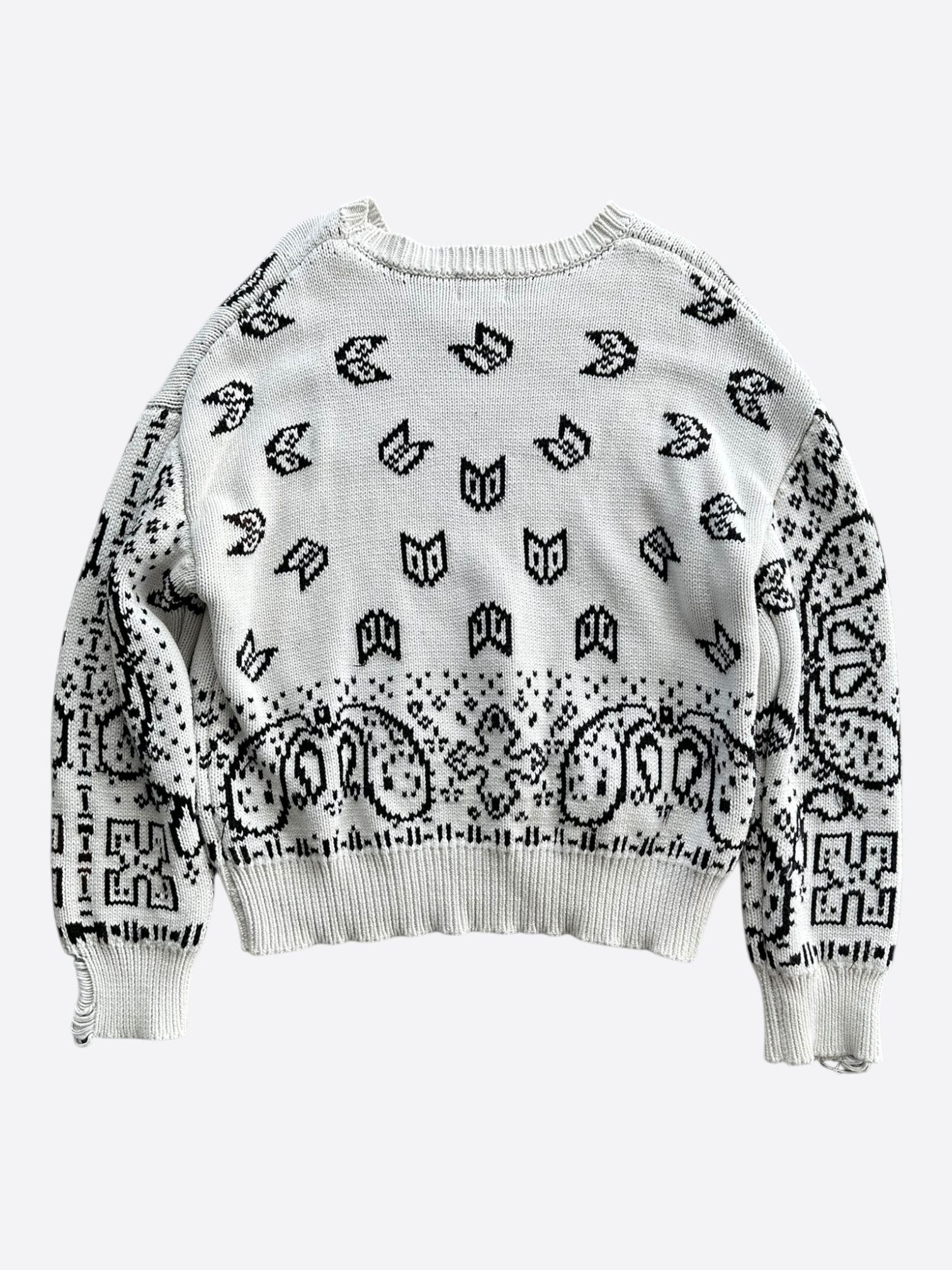 Rhude Rhude White & Black Paisley Knitted Sweater Size US XL / EU 56 / 4 - 2 Thumbnail