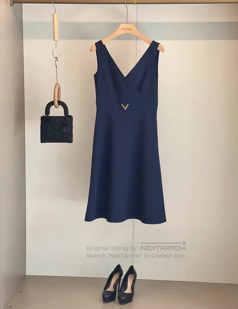 Valentino Valentino Teal sheep wool V-neck dress Size M / US 6-8 / IT 42-44 - 9 Thumbnail