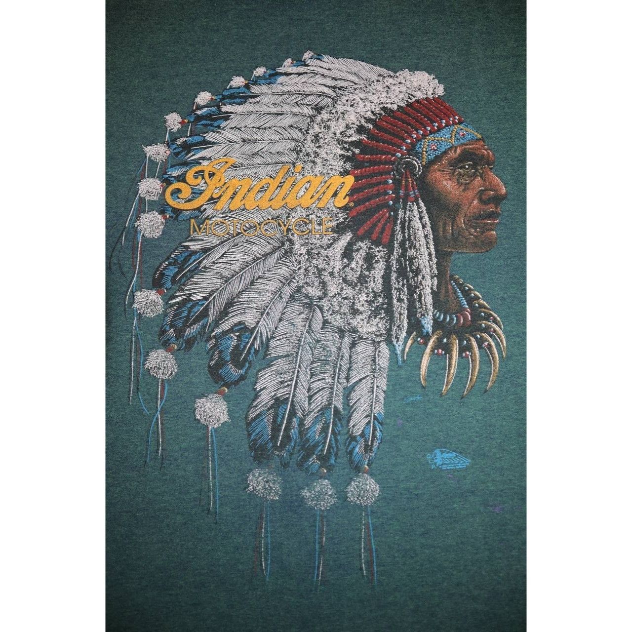 Vintage Vintage 90s Indian Motorcycle Men's XL Green Graphic Tee Size US XL / EU 56 / 4 - 4 Thumbnail
