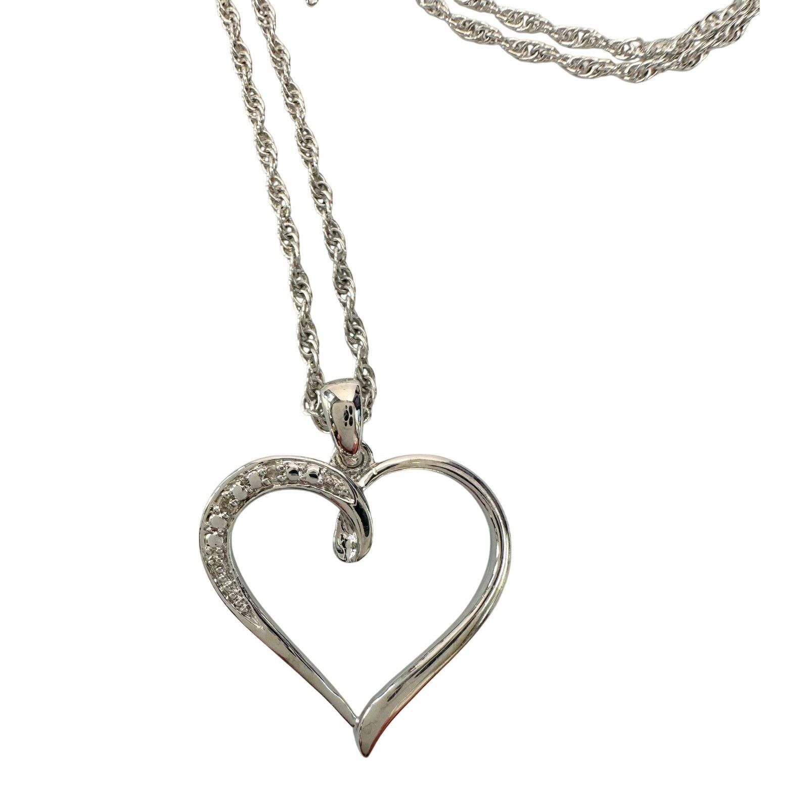 Other Heart Pendant with Diamond Accent - Rhodium Plated -15" Size ONE SIZE - 8 Thumbnail