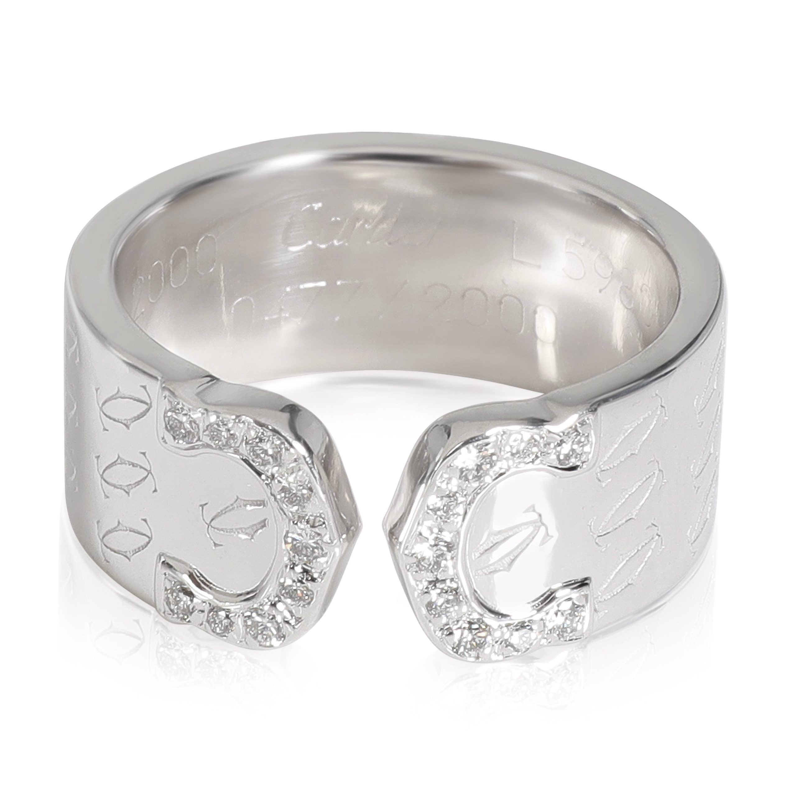 image of Cartier C De Cartier C2 8 Mm Diamond Ring In 18K White Gold 0.10 Ctw, Women's