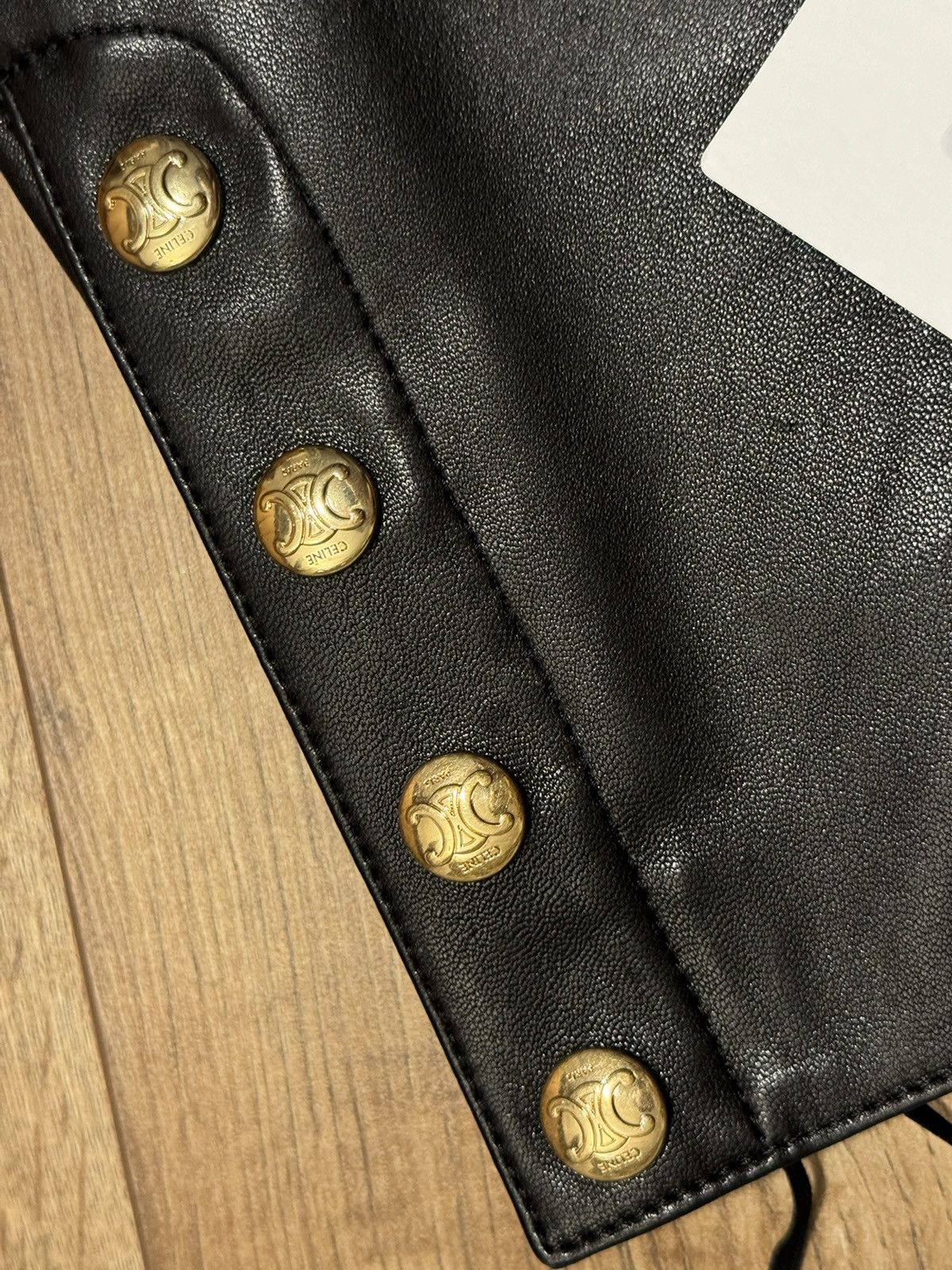 Celine Celine black leather pants, 8 Triomphe gold buttons, size M Size 27" / US 4 / IT 40 - 5 Thumbnail