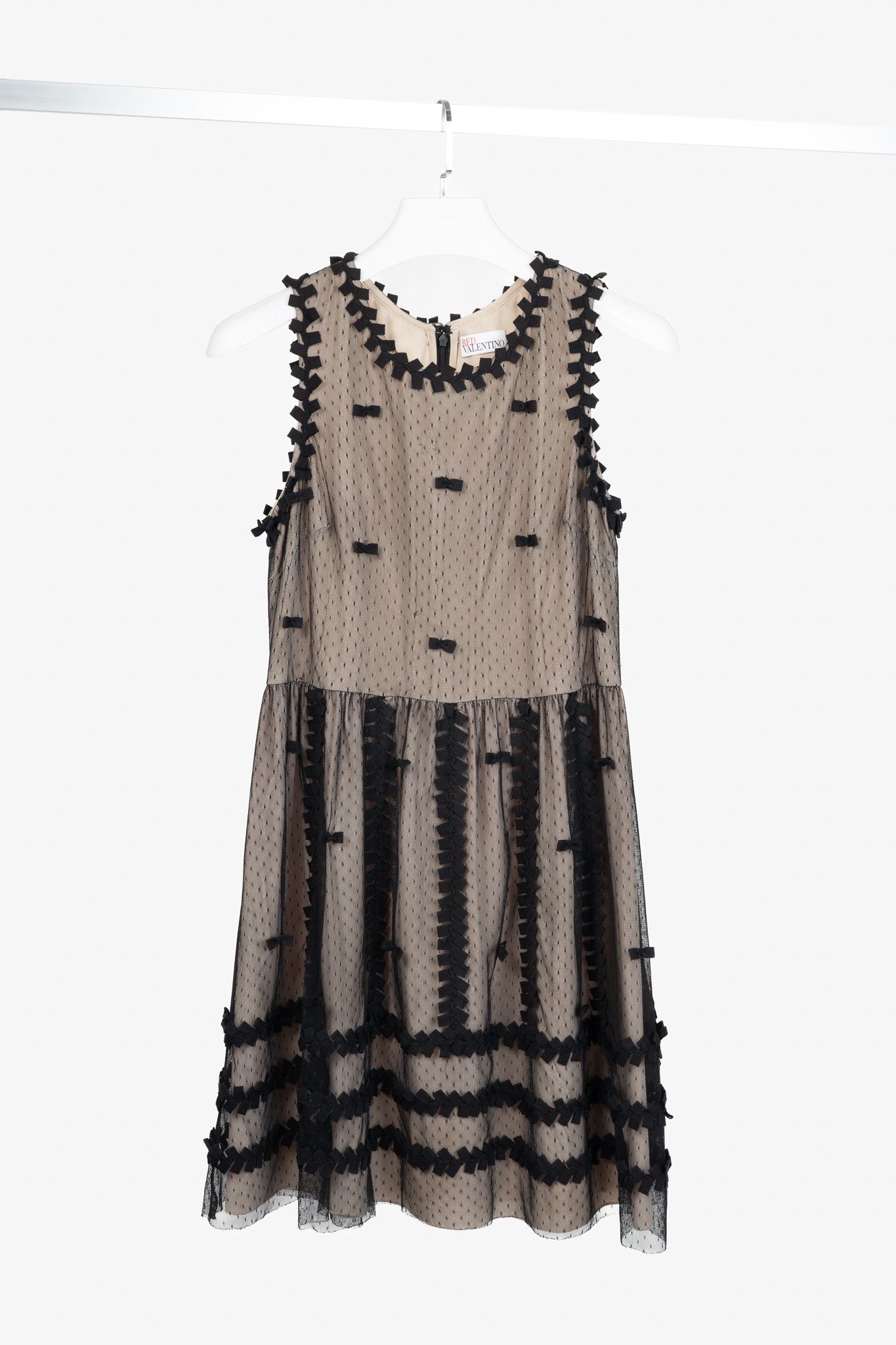 RED Valentino Red Valentino Black Swiss-Dot Tulle Bow-Embellished Dress Size M / US 6-8 / IT 42-44 - 1 Thumbnail