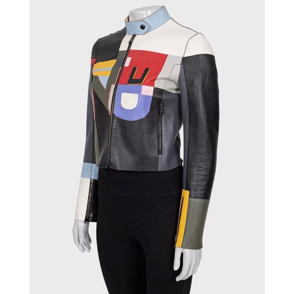 Fendi Fendi Multicolor Leather Cropped Jacket - Size 40 Size S / US 4 / IT 40 - 2 Thumbnail