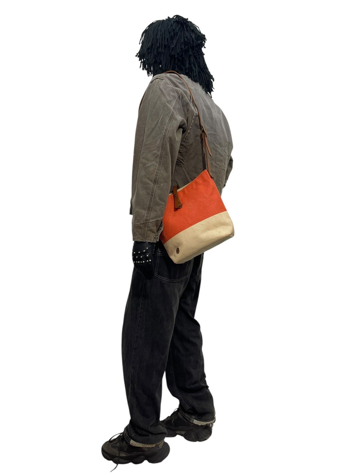 Comme des Garcons × Stussy Leather Cotton Coated Sunset Craftman Cross Body Bag 7🟩 Size ONE SIZE - 3 Thumbnail