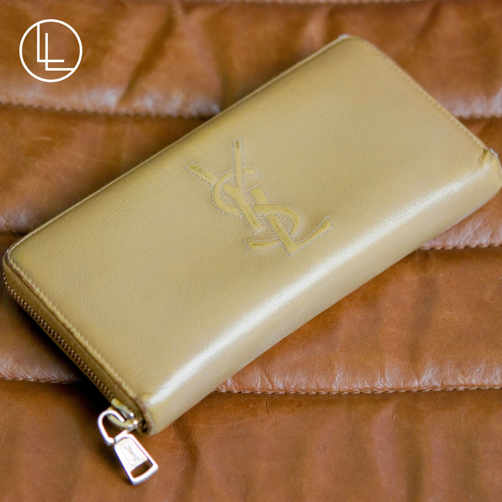 Yves Saint Laurent YSL Yves Saint Laurent Womens Monogram Wallet Long Beige Size ONE SIZE - 1 Thumbnail