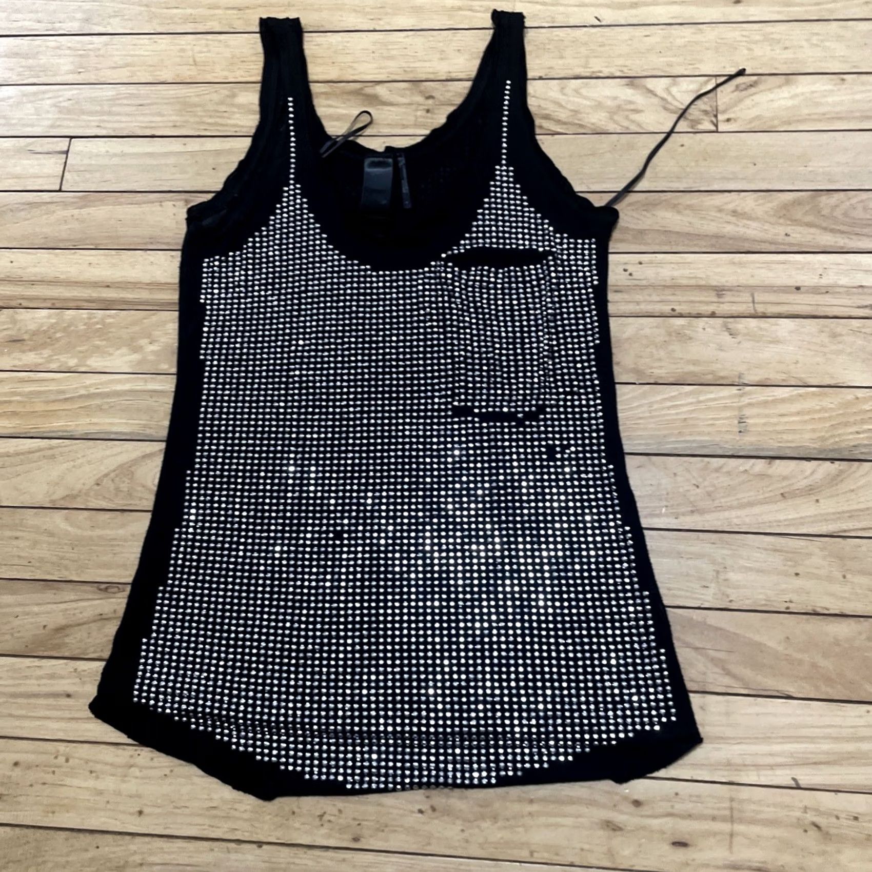 Guess VINTAGE Guess Tank Top Womens Medium Black Silver Rhinestone Studded Y2K Glam LA Size M / US 6-8 / IT 42-44 - 2 Thumbnail