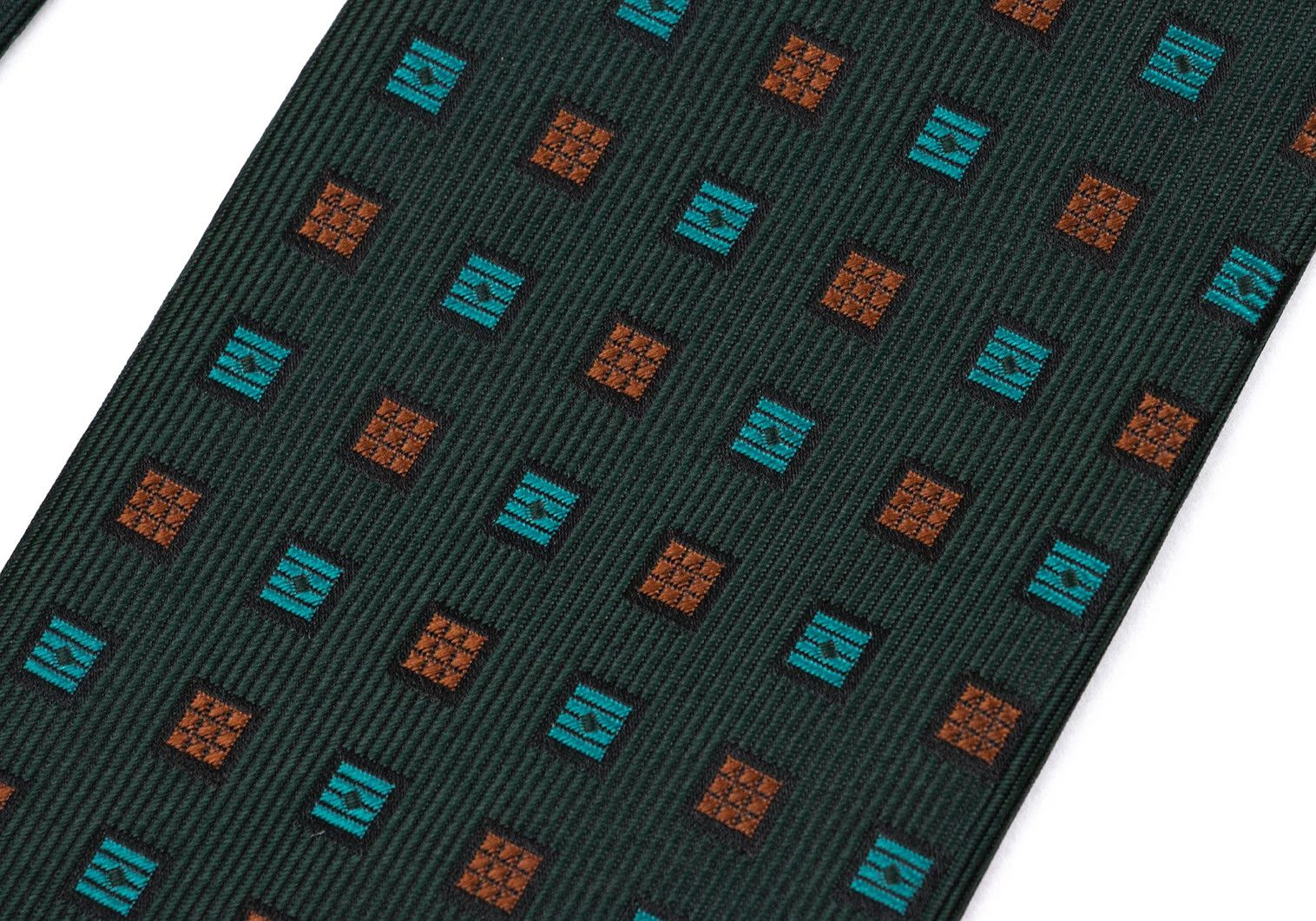 Dior Square Jacquard Silk Tie in Green and Orange Size ONE SIZE - 4 Thumbnail
