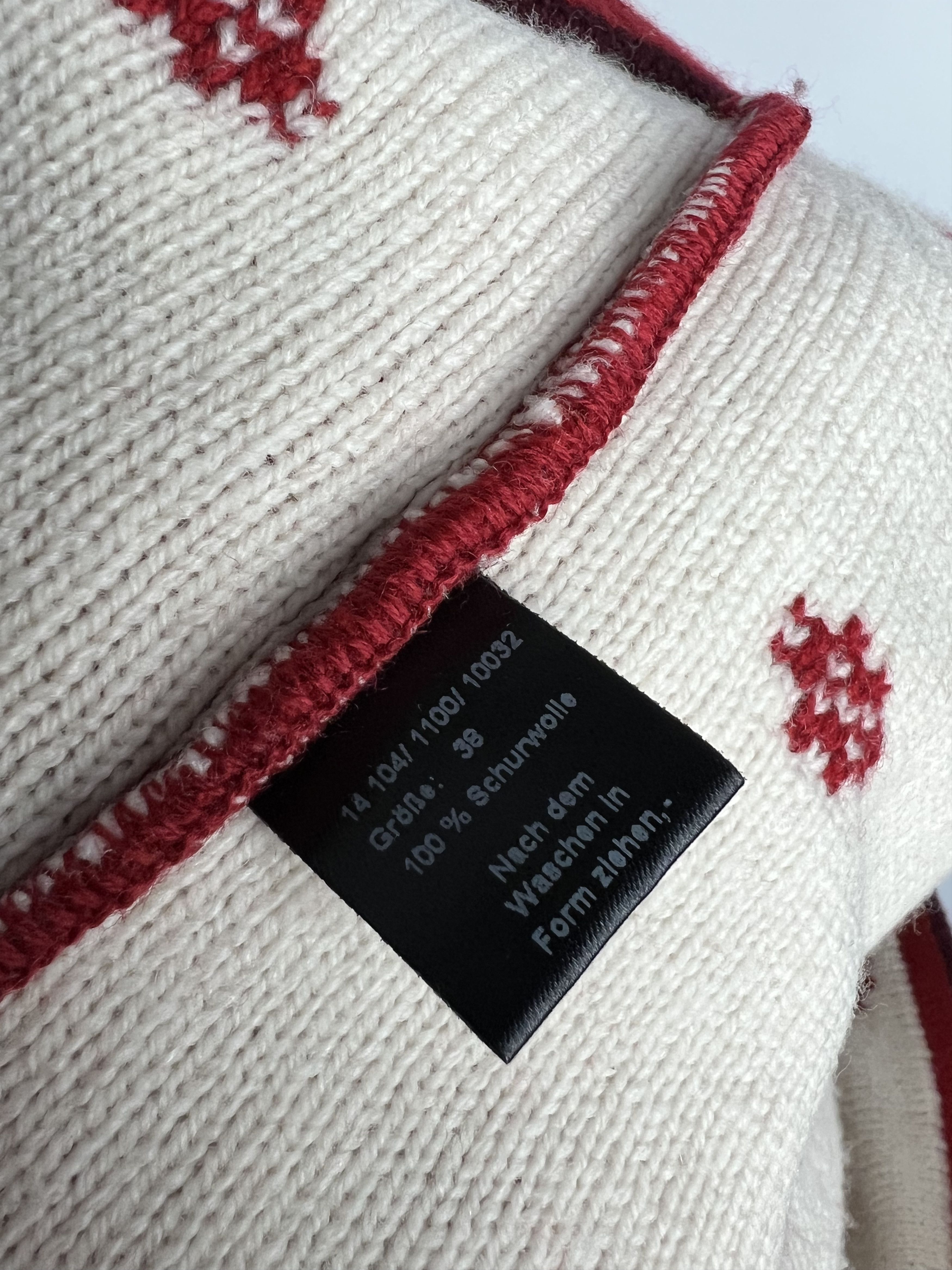 Designer Gössl Women's Red White 100% Wool Sweater Size 38 Size M / US 6-8 / IT 42-44 - 9 Thumbnail