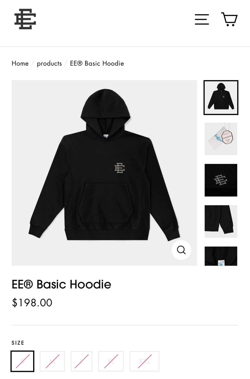 Eric Emanuel × Swarovski NEW Eric Emanuel x Swarovski Basic Hoodie Large Size US L / EU 52-54 / 3 - 8 Thumbnail
