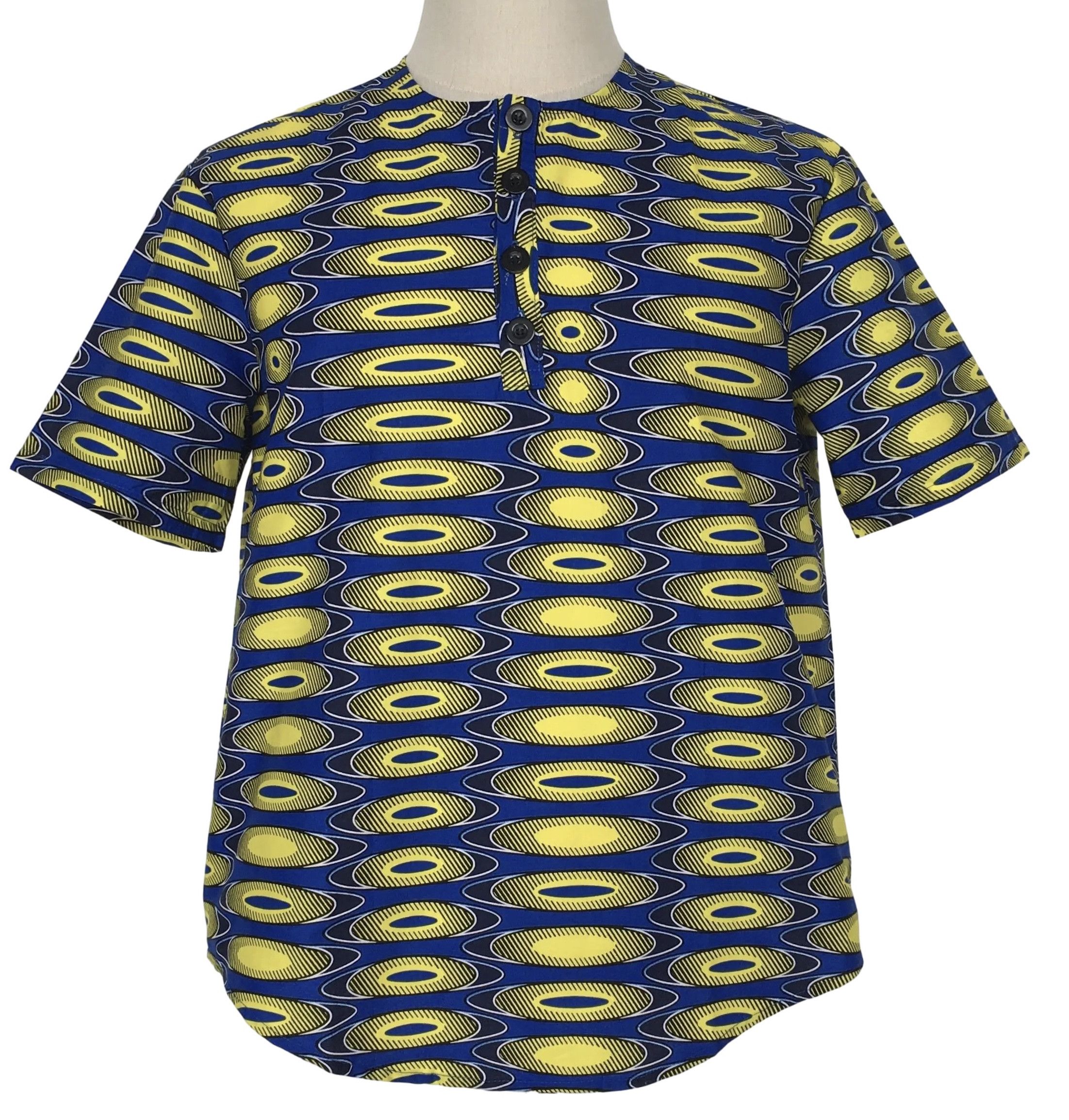 Other African Wax Print Round Neck Polo Shirt Short Sleeves Size US M / EU 48-50 / 2 - 2 Thumbnail