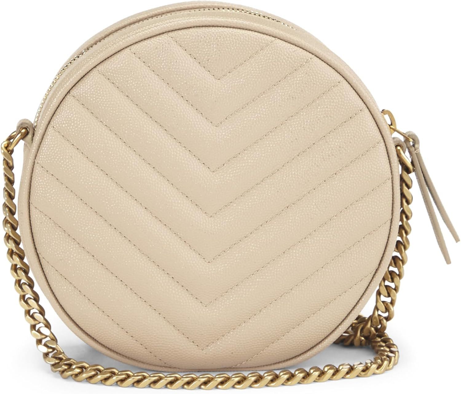 Saint Laurent Paris o1b1hav110724 Size: OS / Vinyle Round Bag in Soft Cream Size ONE SIZE - 4 Thumbnail