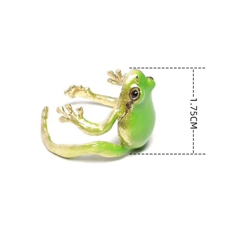 Jewelry × Vintage Exquisite green enamel frog open ring (1pair) Size ONE SIZE - 5 Thumbnail