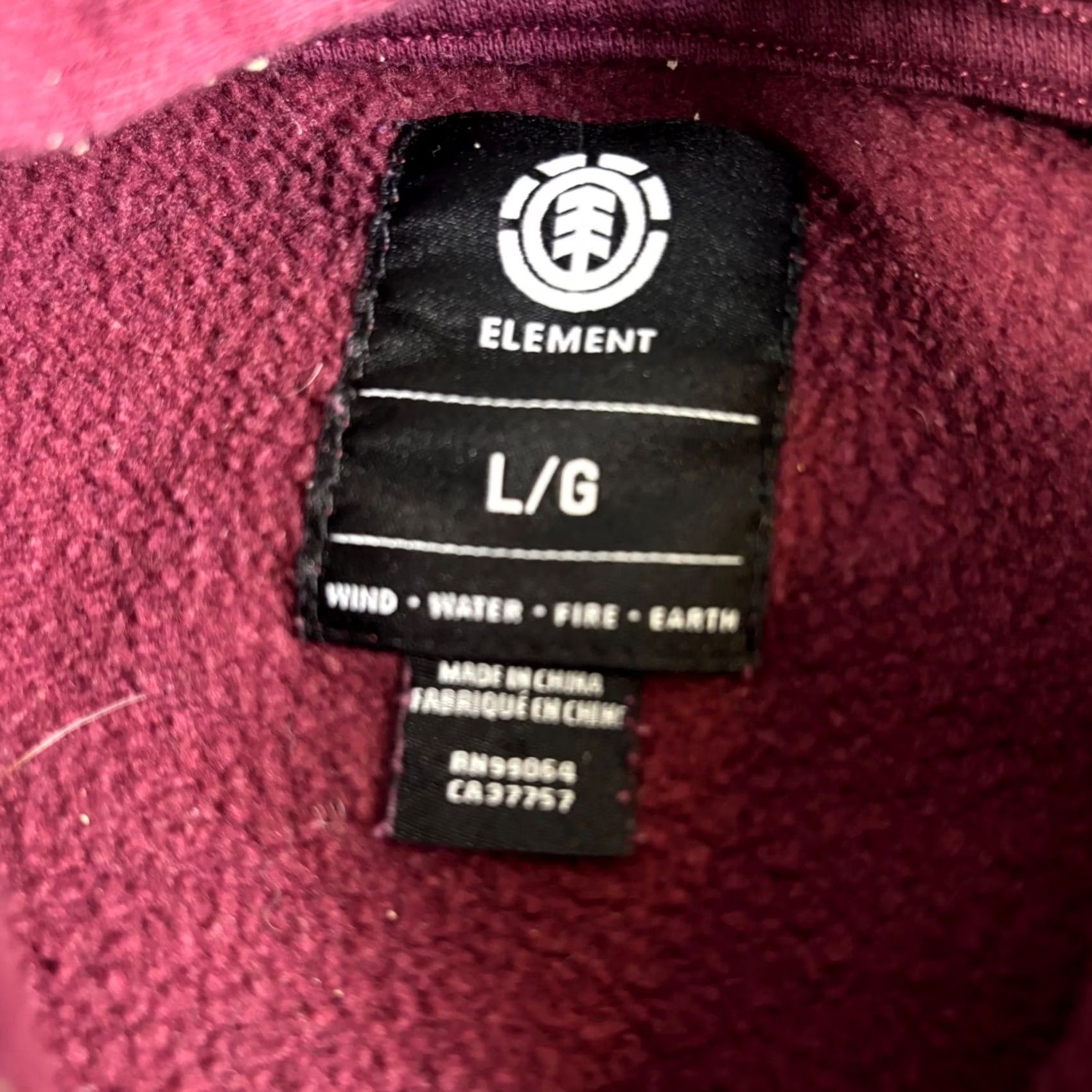 Element Element Skateboards Hoodie Mens Large Logo Graphic Print Pullover Skater 90s Burgundy Red Size US L / EU 52-54 / 3 - 5 Thumbnail