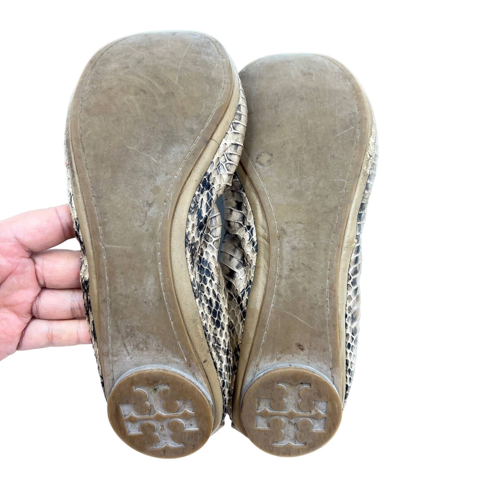 Tory Burch Tory Burch Eddie Python Ballet Flats Clay Snake Leather Size US 9.5 / IT 39.5 - 7 Thumbnail