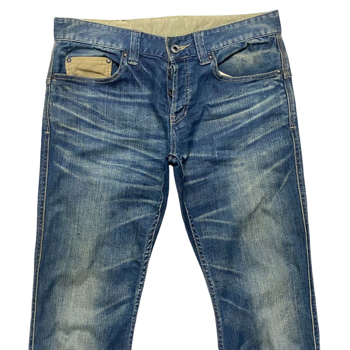 5351 POUR LES HOMMES 5351 Pour Les Hommes Curve Leg Denim Low Flare Jeans Size US 32 / EU 48 - 3 Thumbnail