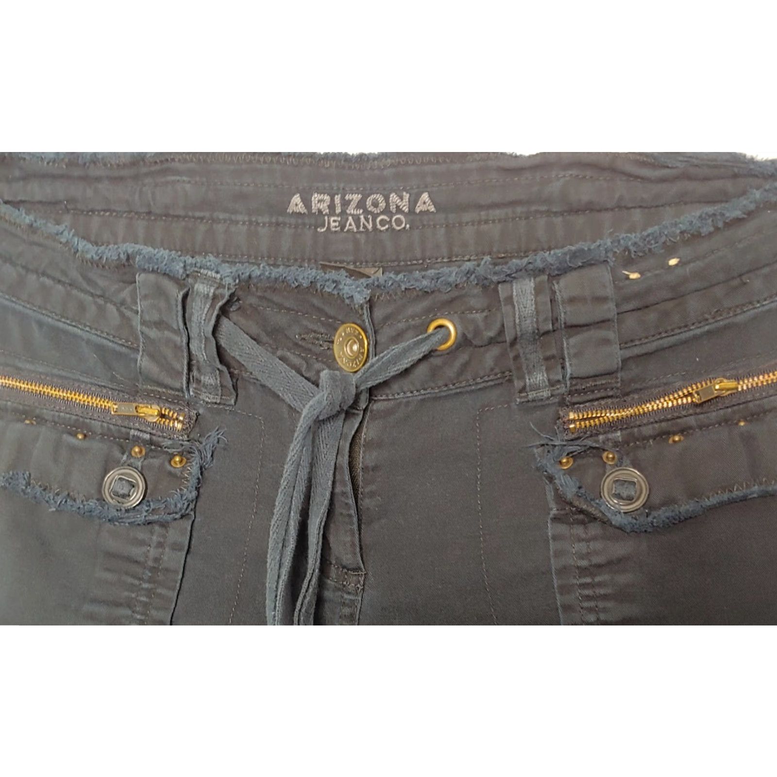 Vintage VINTAGE Arizona Jean Co Women’s Canvas Cargo Pants Y2K Distressed Blue Size 9 Size 35" - 2 Thumbnail