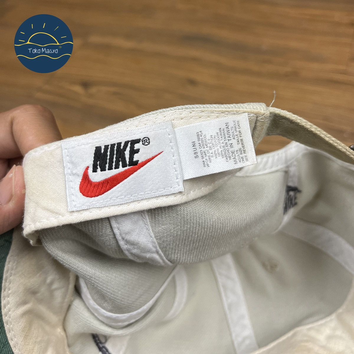 Nike × Vintage Vintage Nike 90’s Embroidered Swoosh Cap Green Visor - Cream Size ONE SIZE - 7 Thumbnail