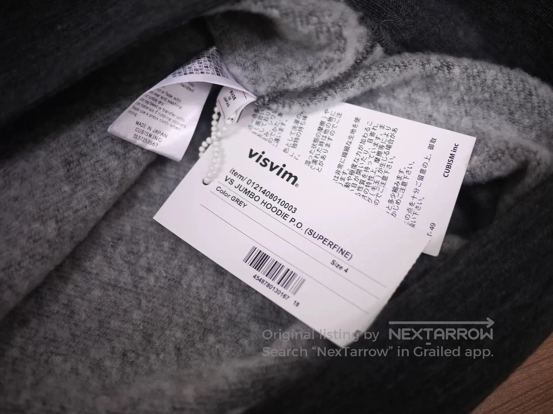 Visvim visvim jumbo hoodie p.o superfine charcoal. Size US M / EU 48-50 / 2 - 9 Thumbnail