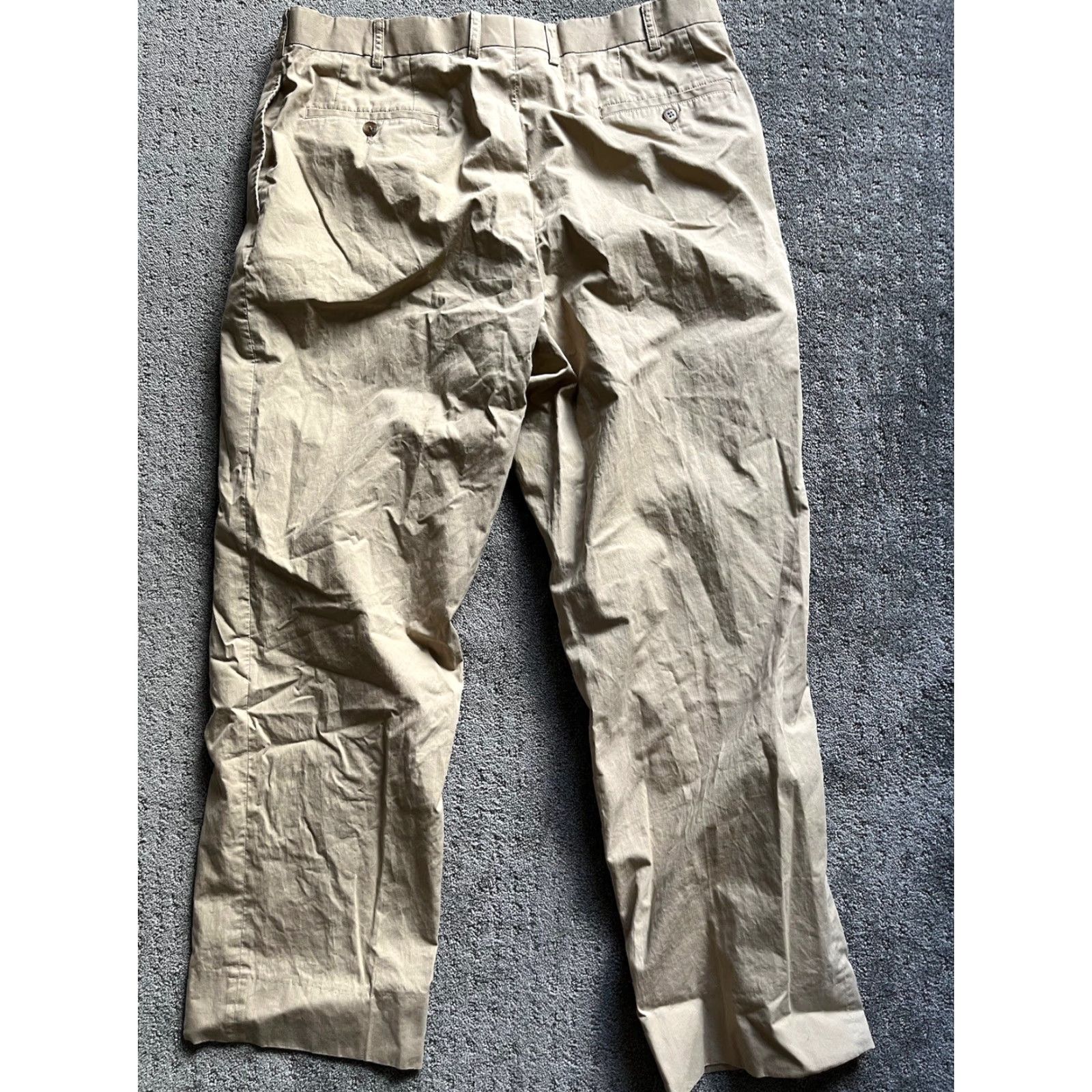 Calvin Klein Calvin Klein Mens Dress Pants Solid Beige 37S Khaki Straight Front Stretch Back Zipper Button Workwear Casual Formal Size US 37 - 3 Thumbnail