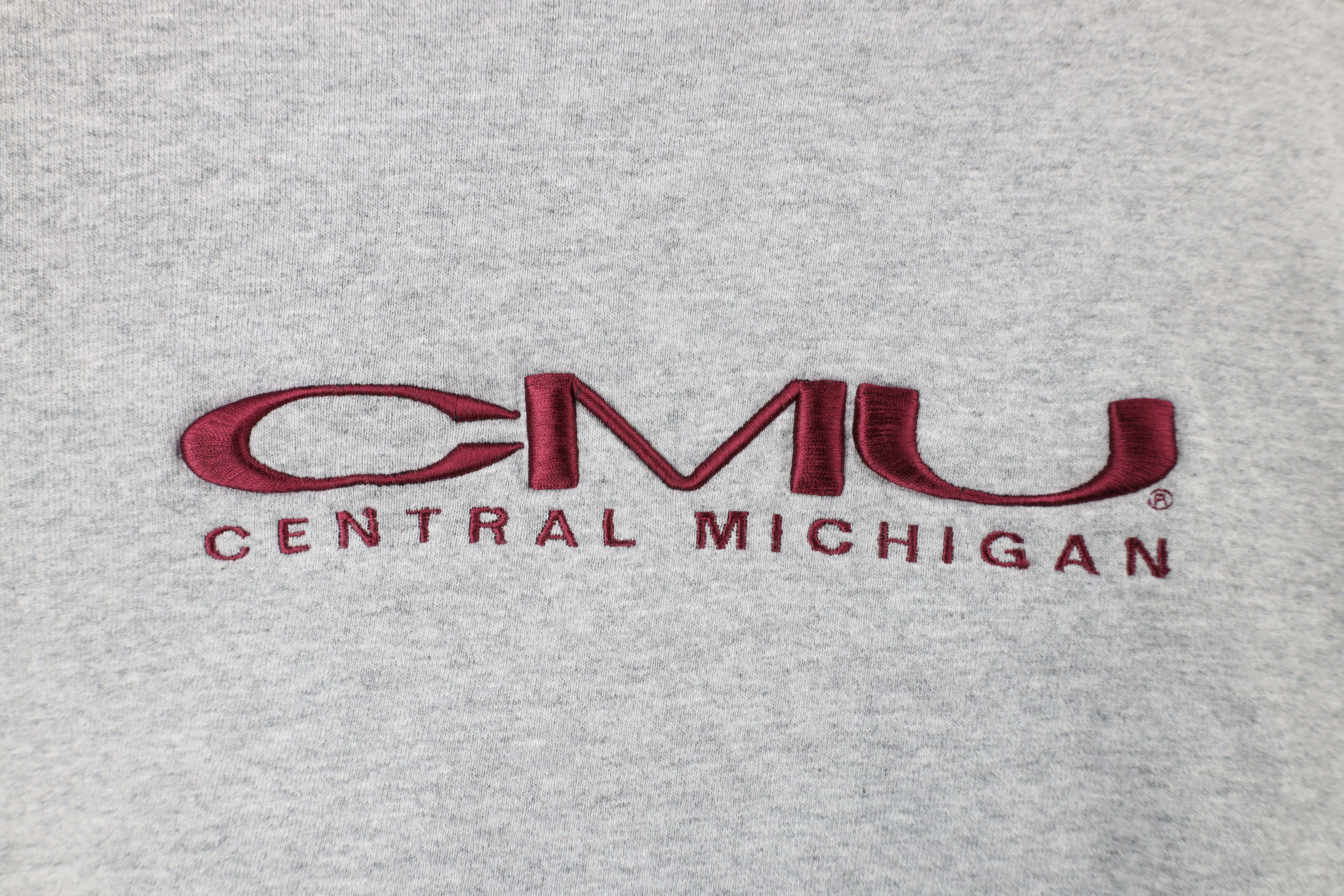 Vintage Vintage 90s Central Michigan University Sweatshirt Gray USA Size L / US 10 / IT 46 - 4 Thumbnail