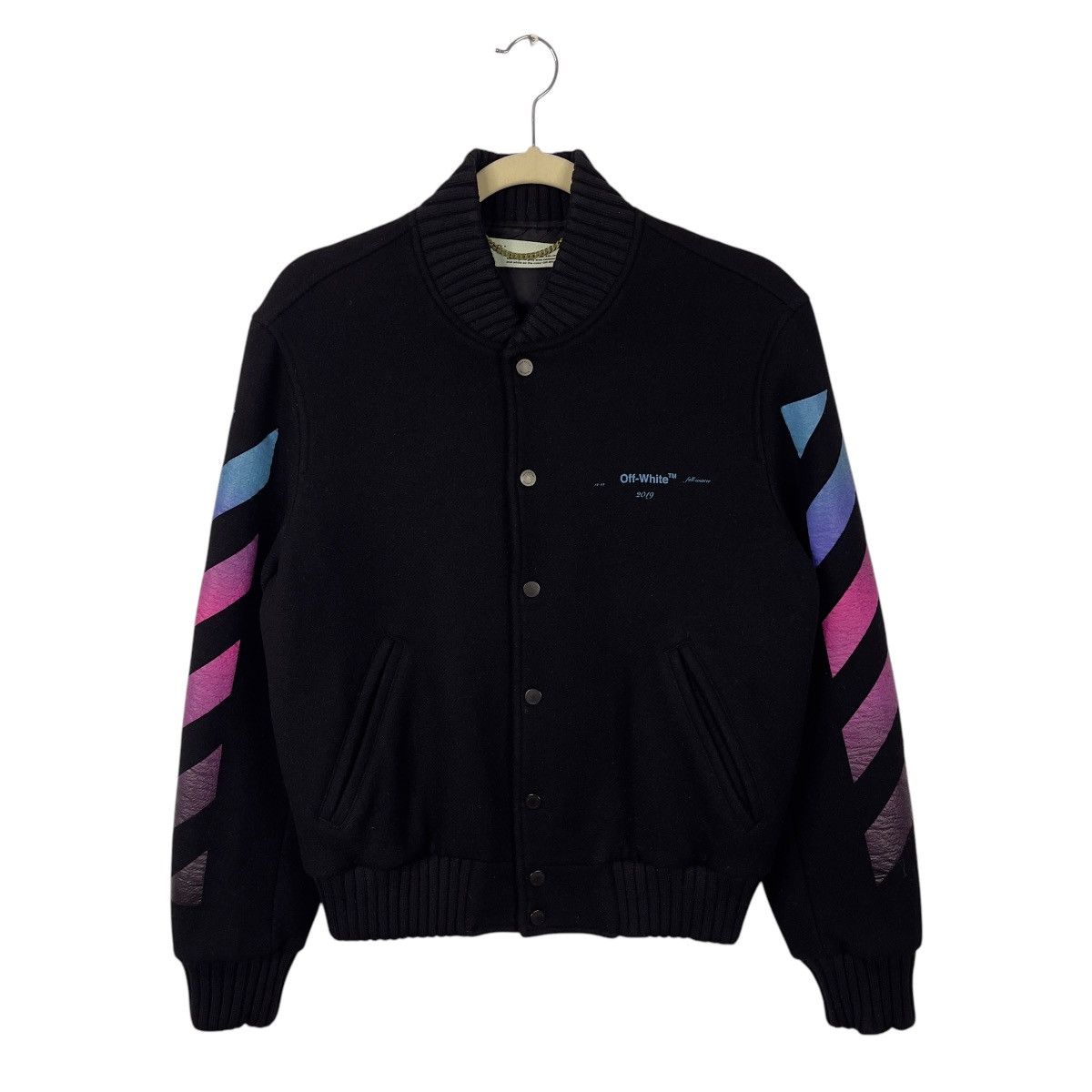 Off White by Virgil Abloh Striped Wool Bomber Jacket