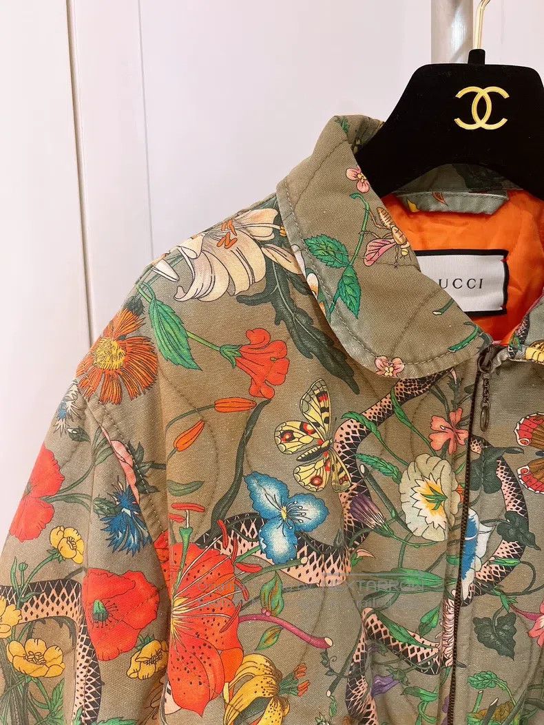 Gucci Gucci Mink-decorated floral snake-printed cotton clothes j Size M / US 6-8 / IT 42-44 - 3 Thumbnail